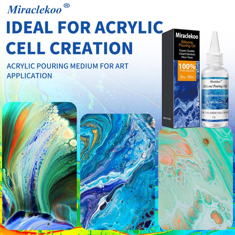 Miraclekoo Silicone Pouring Oil Cell Activator Pure Silicone Oil for Cell Creation in Acrylic Paint,2 Ounce - Image 3